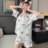 High-End Cartoon Animal Print Loungewear Fashion Lapel Design Ice Silk Two-Piece Set