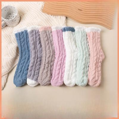 Damen Herbst- und Winter-Plus-Samt und Dicke Korallenvlies-Boden-Baumwollsocken