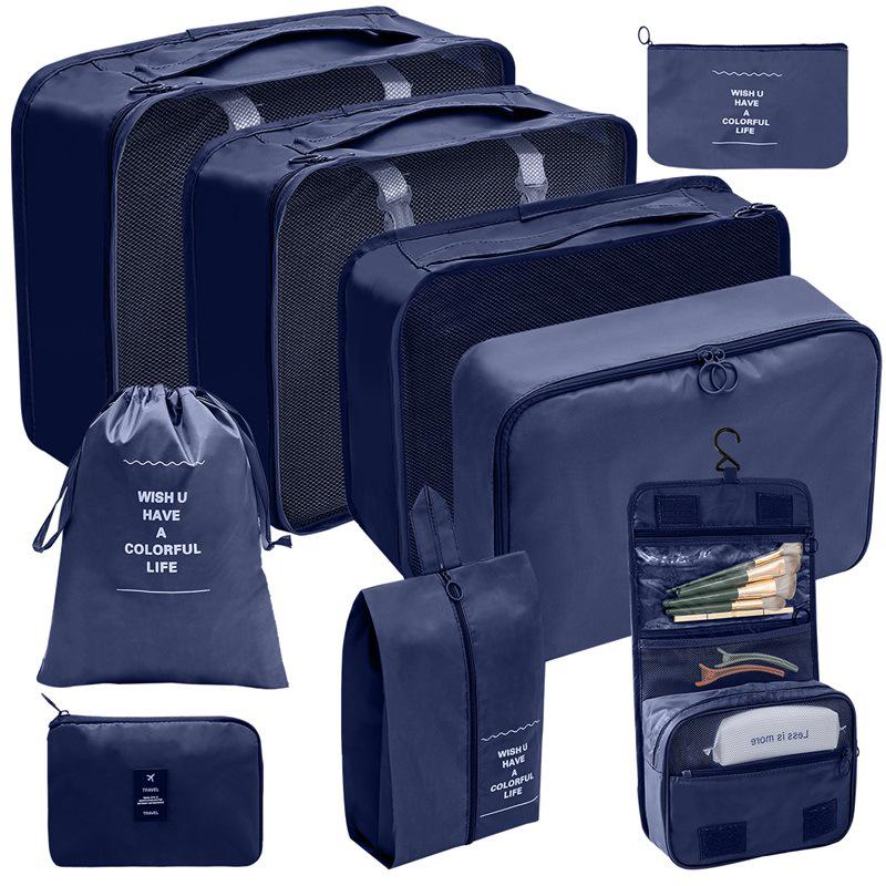 Travel Storage Set: Foldable Toiletry, Makeup, Clothes, Shoes, Digital Accessories, and Drawstring Luggage Bags.