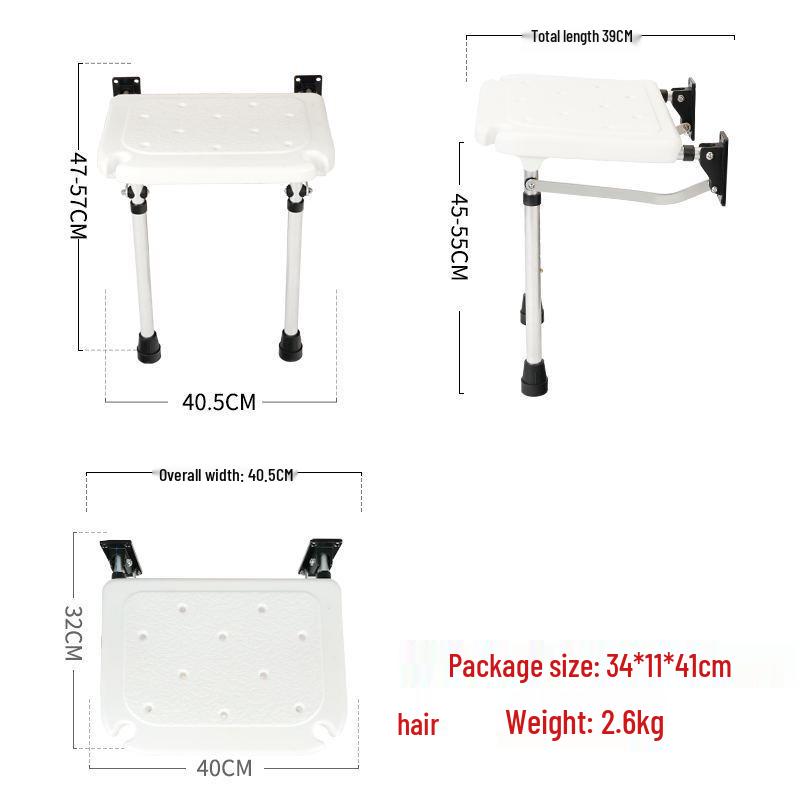 Space-Saving Wall-Mounted Folding Shower Chair for Elderly & Pregnant Women