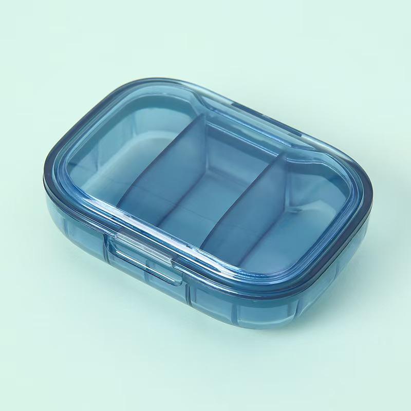 Large-Capacity Transparent Pill Storage Box with Three Compartments for Household Use