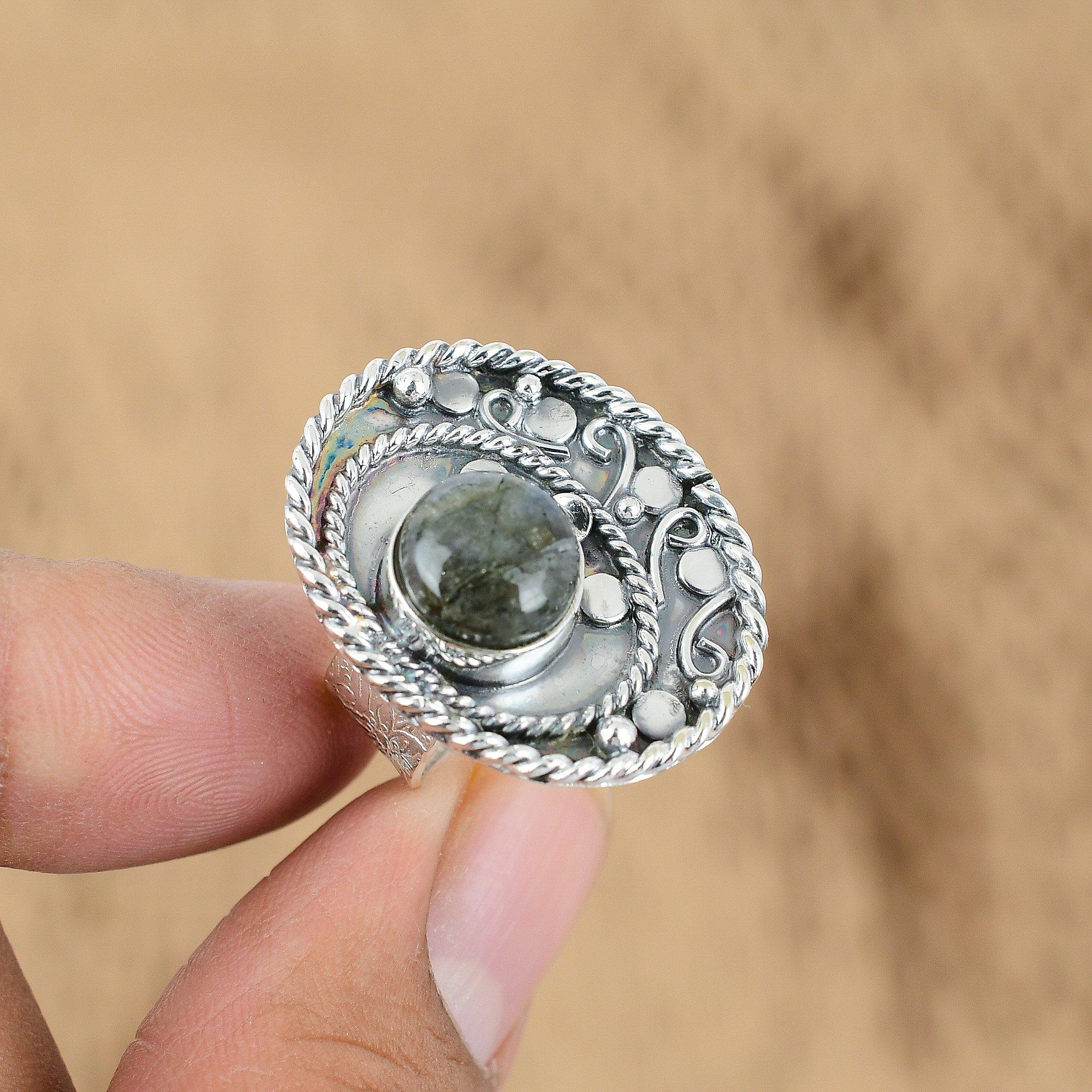 

Natural Labradorite Gemstone 925 Silver Multi Stone Adjustable Ring For Women Yes