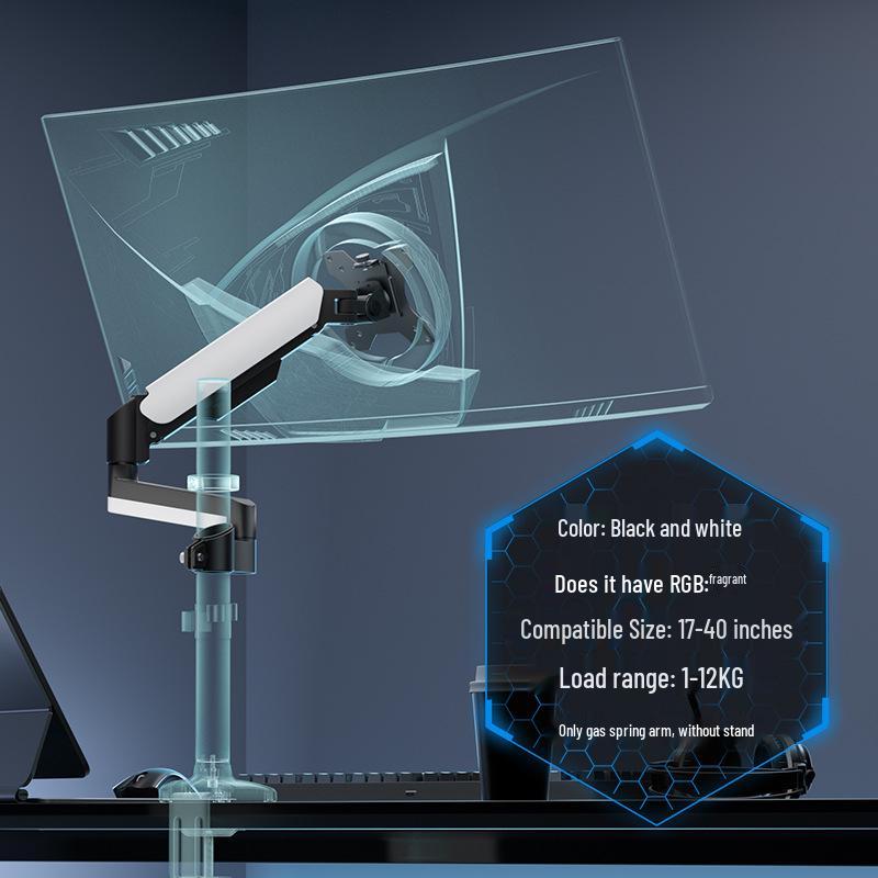 Black/White Height-Adjustable Mechanical Dual-Screen Monitor Mount for Two Computers