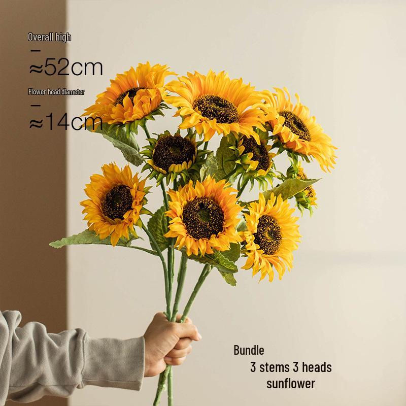 Sunflower Silk Flower Arrangement: Artificial Dried Flowers for Living Room, Dining Table, and Photo Props
