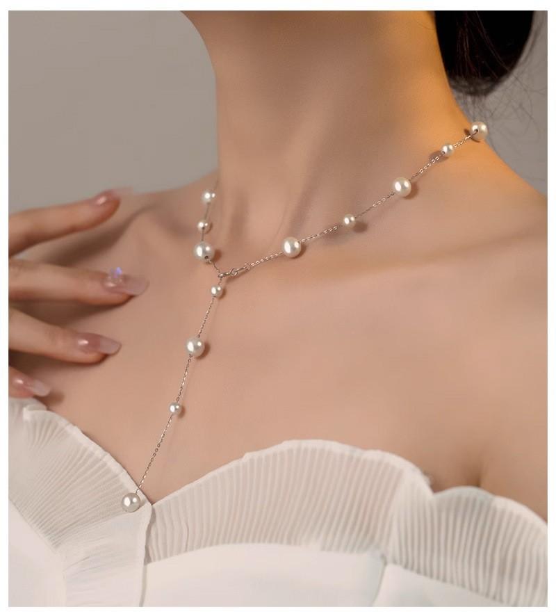 S925 Silver Starry Sky Necklace with Natural Freshwater Pearls, Versatile Clavicle Chain.