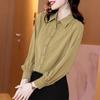 WTEMPO Long-sleeved Chiffon Shirt Women Spring and Autumn Fashion Bottom Shirt Female Temperament Shirt Solid Color Cardigan Top