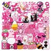 50 Sheets Pink Halloweens Cartoon Stickers Adhesive For Electronics Notebook Multiple Surfaces No Residues Pet Film