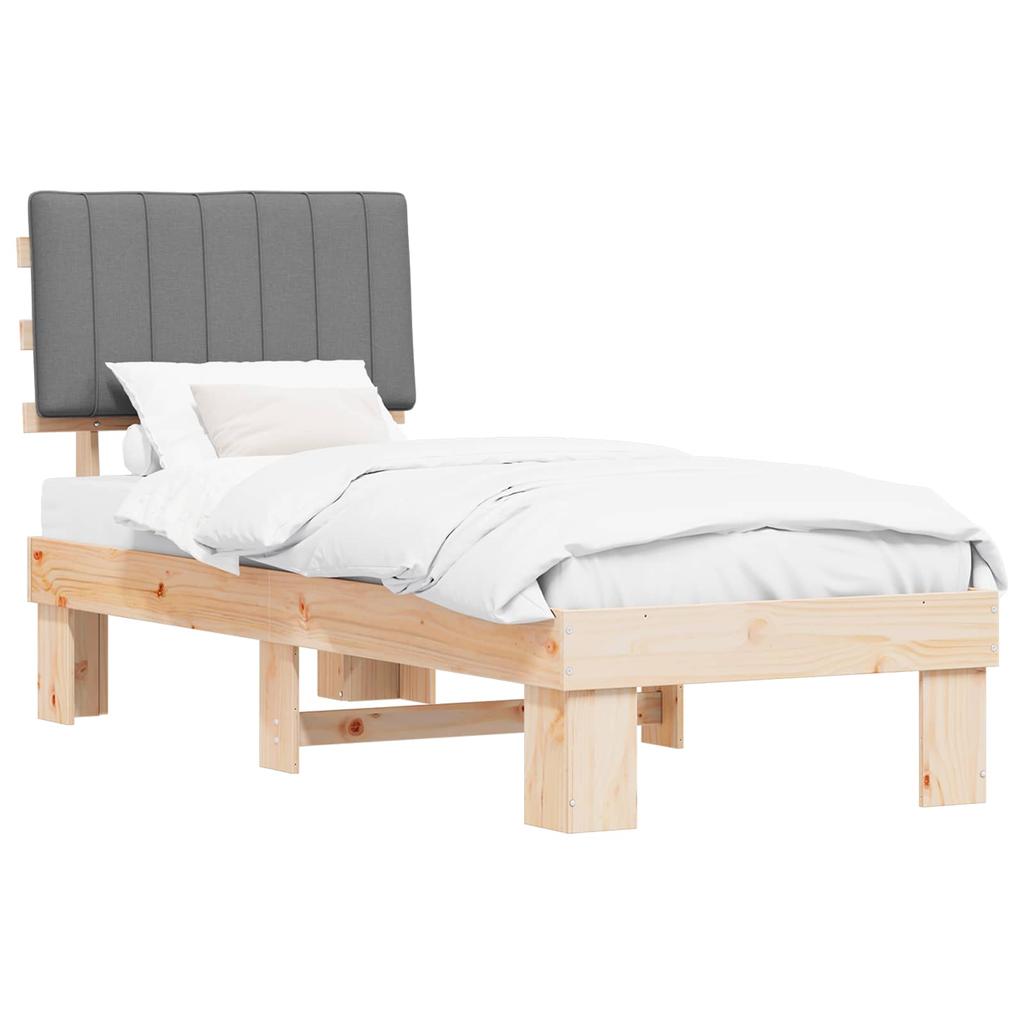 Bed Frame with Upholstered Headboard Light Grey 75 x 190 cm