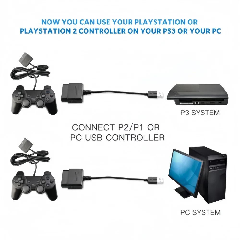1PCS for PS2 PS3 Dualshock2 Joypad GamePad To PS3 PC USB Controller Converter Adapter Cable Without Driver 1 To 1,1 To 2