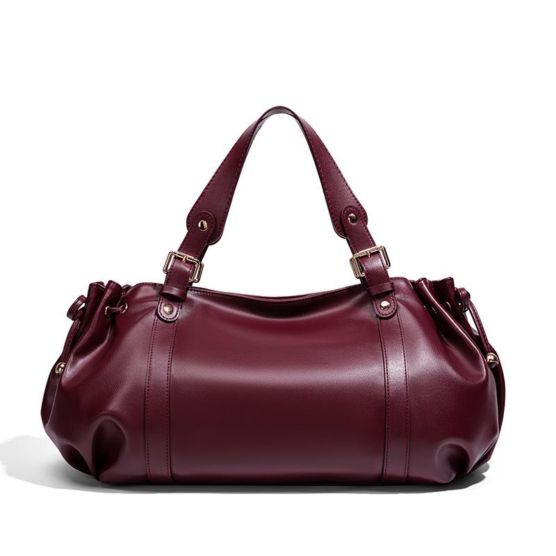 Borsa a Tote di Lusso Vintage Popolare da Donna in Morbido PU Monocolore Grande Capacità Essenziale Quotidiana Casual Borsa a Spalla