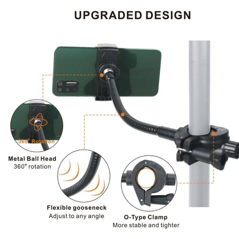 Secure Lock Phone Holder Phone Clip Mount Microphone Stand Phone Stand ABS and Metal Texture Perfect for Mobile Devices