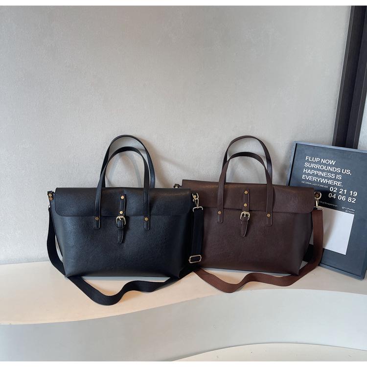 Women's Vintage Genuine Leather Shoulder Tote – Lightweight, Versatile Daily Commute Bag