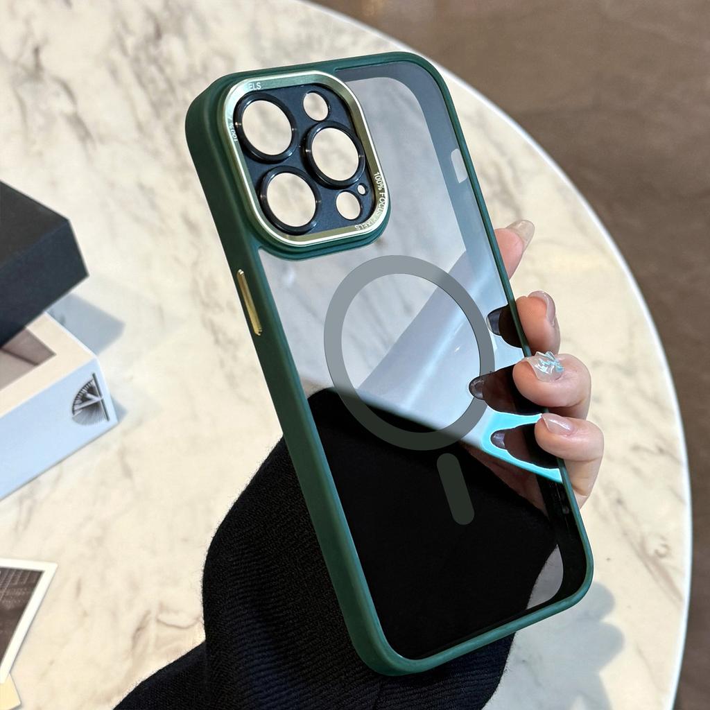 Applicable to iphone16 apple 14promax mobile phone case magnetic attraction new 13 advanced sense 11 metal lens 12 tide