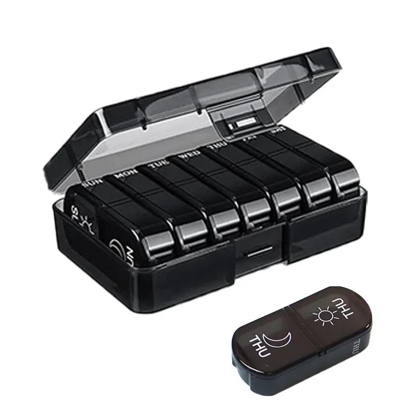 1 Stück Wöchentliche Pillendose Pillenbox 7 Tage Medikamenten Tablettenbox Tragbarer Reise Medikamenten Aufbewahrungsorganizer Geheime Fächer Pillendose