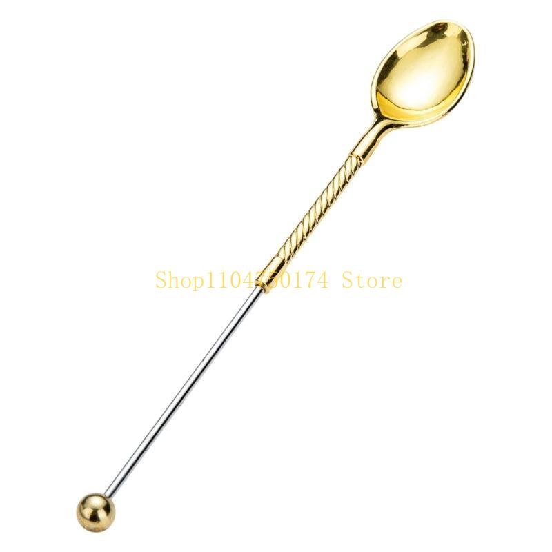 Artistic Metal Coffee Spoon Beaded Handle Perfect For Ice Cream Parlors Birthday Party Decorations Top Sale