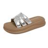 Thick-soled silver cool slippers women's summer wear 2025 new models with skirts, stepping on shit sandals, beach one-word drag
