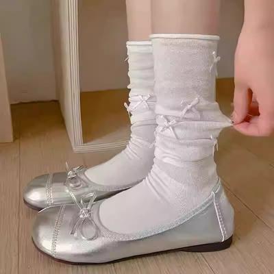 Damen Sommer Dünn Neuer Stil Schleife Ballett Wind Wade Stapel Stapel Socken