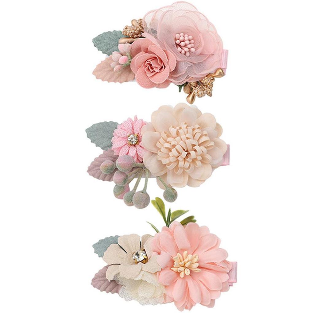 3 Pieces Hair Clip Head Decor Space Saving Exquisite Multicolored Party Decorative Flower Pins Headdress Kit Women Supplies