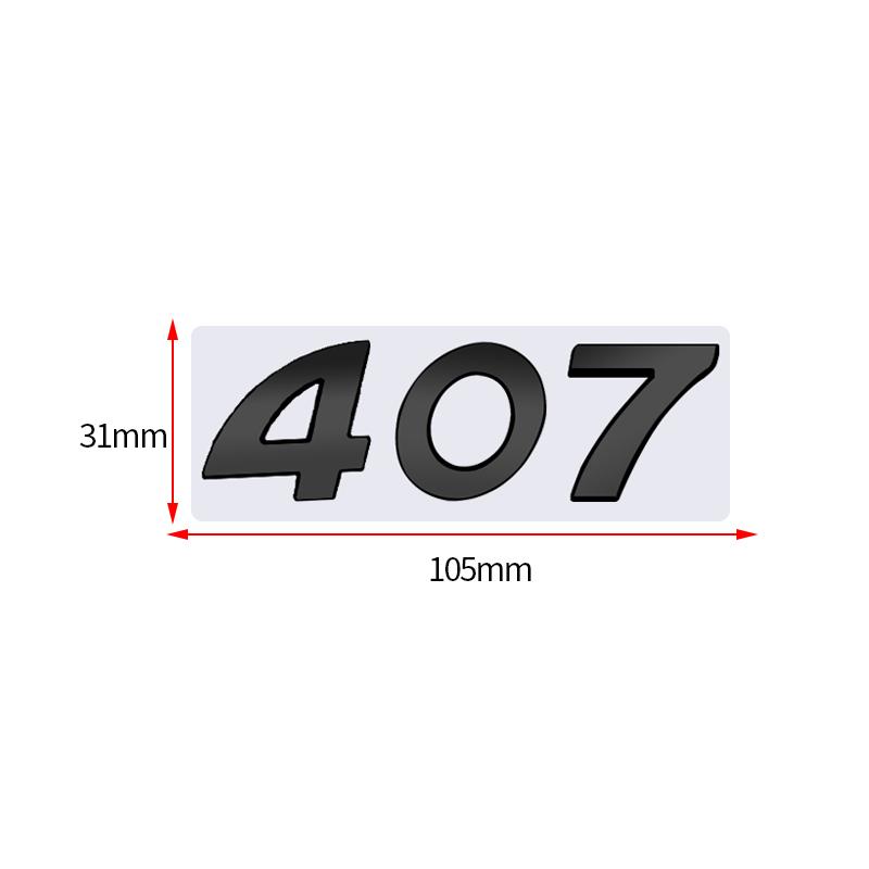 3D Glossy Black Chrome Silver Metal Logo Emblem Badge Decal Car Sticker for Peugeot 407 Car Accessories NBE3