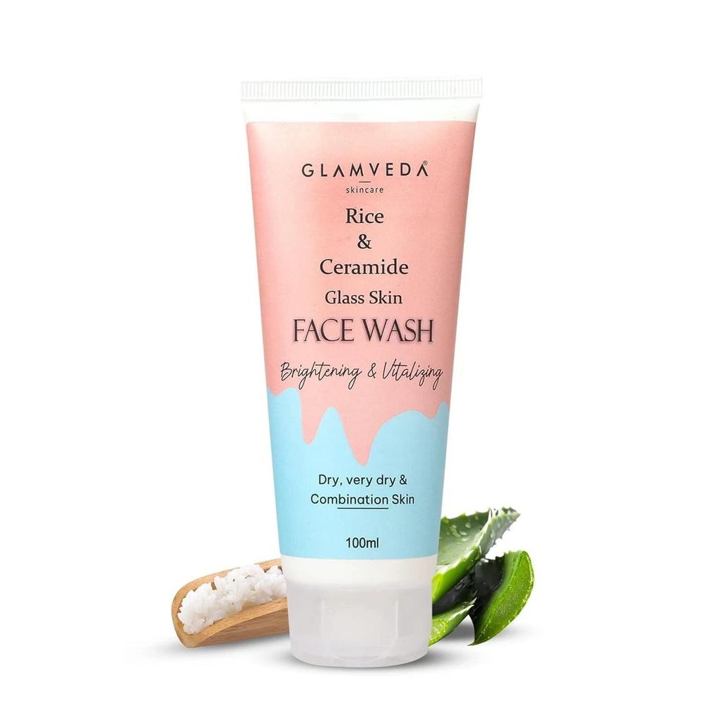 Glamveda Rice And Ceramide Face Wash For Glowing Skin 100ml