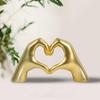 Silver Polyresin Hand Gesture Desk Statues Finger Sculpture Decor - Silver Personality Finger Practical Joke Halloween Prank Gifts (Love Heart Gold)