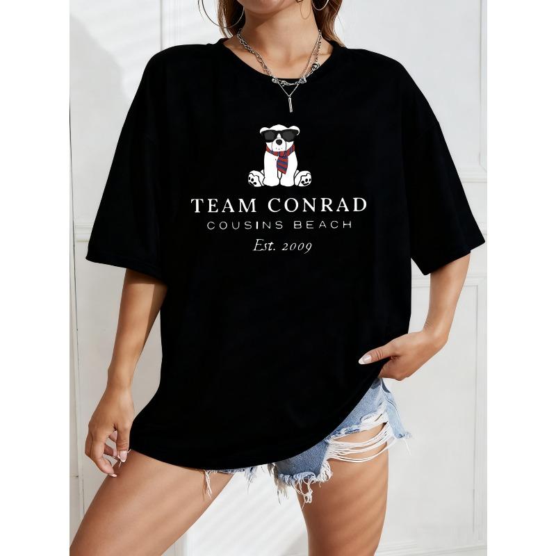 

Белая Оверсайз Футболка С Принтом Собаки И Надписью Team Conrad Cousins Beach Для Повседневной Носки S чёрный