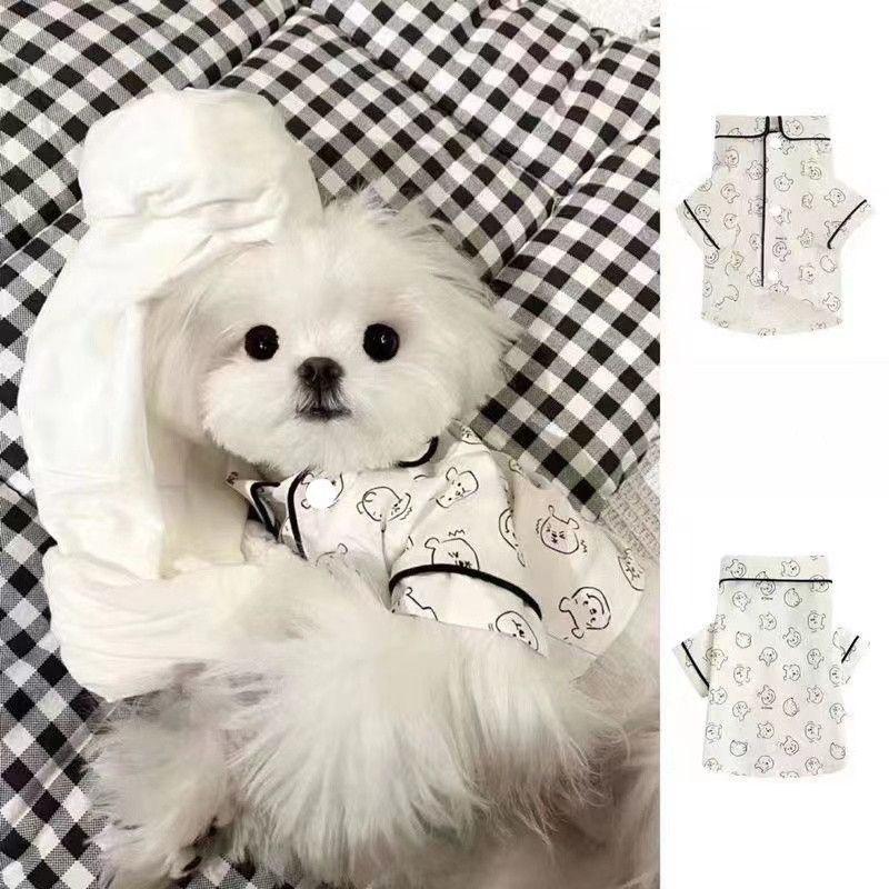

Teddy Bigbear Small Dog Spring Summer Dog Cat Clothes Pet Winnie the Pooh Pattern Home Pajamas Shirt XL recommends about 11-6.5 kg белый
