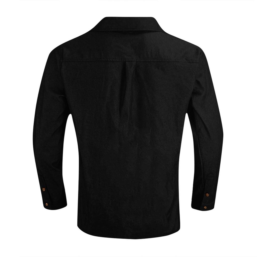 Men's Summer Solid Color Lapel Long Sleeved Shirt Men's Casual Fashion Long Sleeved Shirt