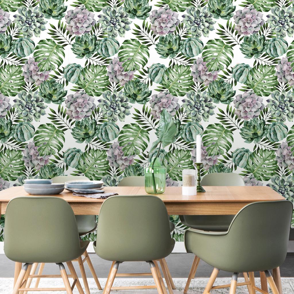 1pc Tropical Succulents Peel & Stick Wallpaper  Waterproof Removable Self-Adhesive Palm Leaf Contact Paper for Wall Decor
