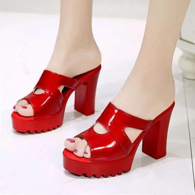 High-heeled Slippers Sexy Fashionable Women's Shoes Summer New Fish Mouth Shoes Casual Platform High-heeled Sandals Red Shoes