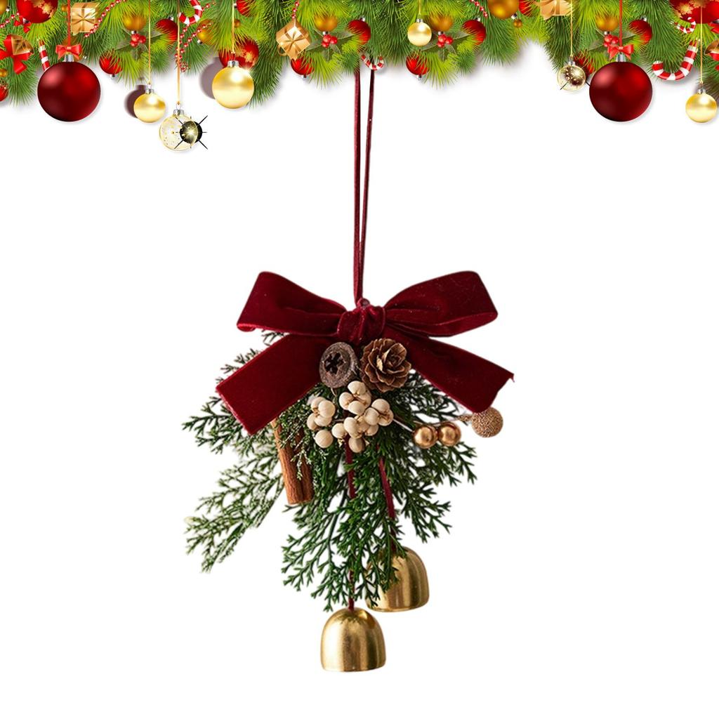 Christmas Pendant Velvet Bow Pinecone Bell xmas Tree Hanging Ornament Christmas Home Door Handle Hanging 2026 New Year Decor