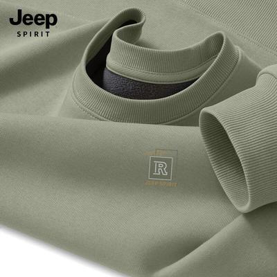 JEEP SPIRIT Men's Plush Round Neck Sweatshirt