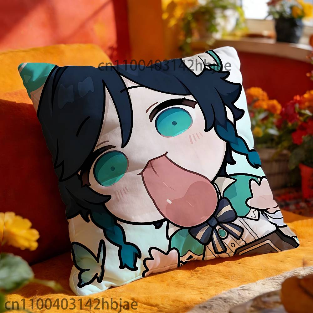 Venti Chibi Pillow Case Print Polyester Fiber 40X40 cm Home Sofa Throw Cushion Cover Decoration