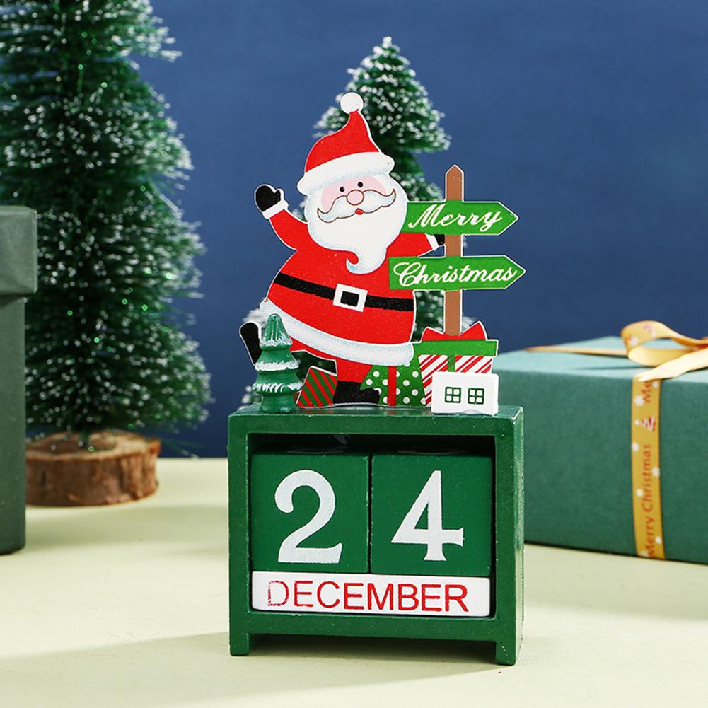 1pc Christmas Advent Countdown Calendar Desk Decoration Wooden Calendar Ornament Christmas Present