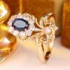 Small Female Luxury Blue Crown Zircon Stone Ring Vintage Gold Color Wedding Jewelry For Women