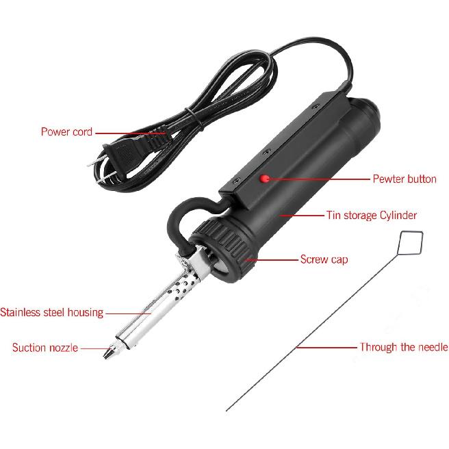 Solder sucker,Automatic Desoldering Pump Vacuum, Electric Solder Tin Sucker, Electric Desoldering Pump Automatic Vacuum Solder Sucker US Plug AC 110V