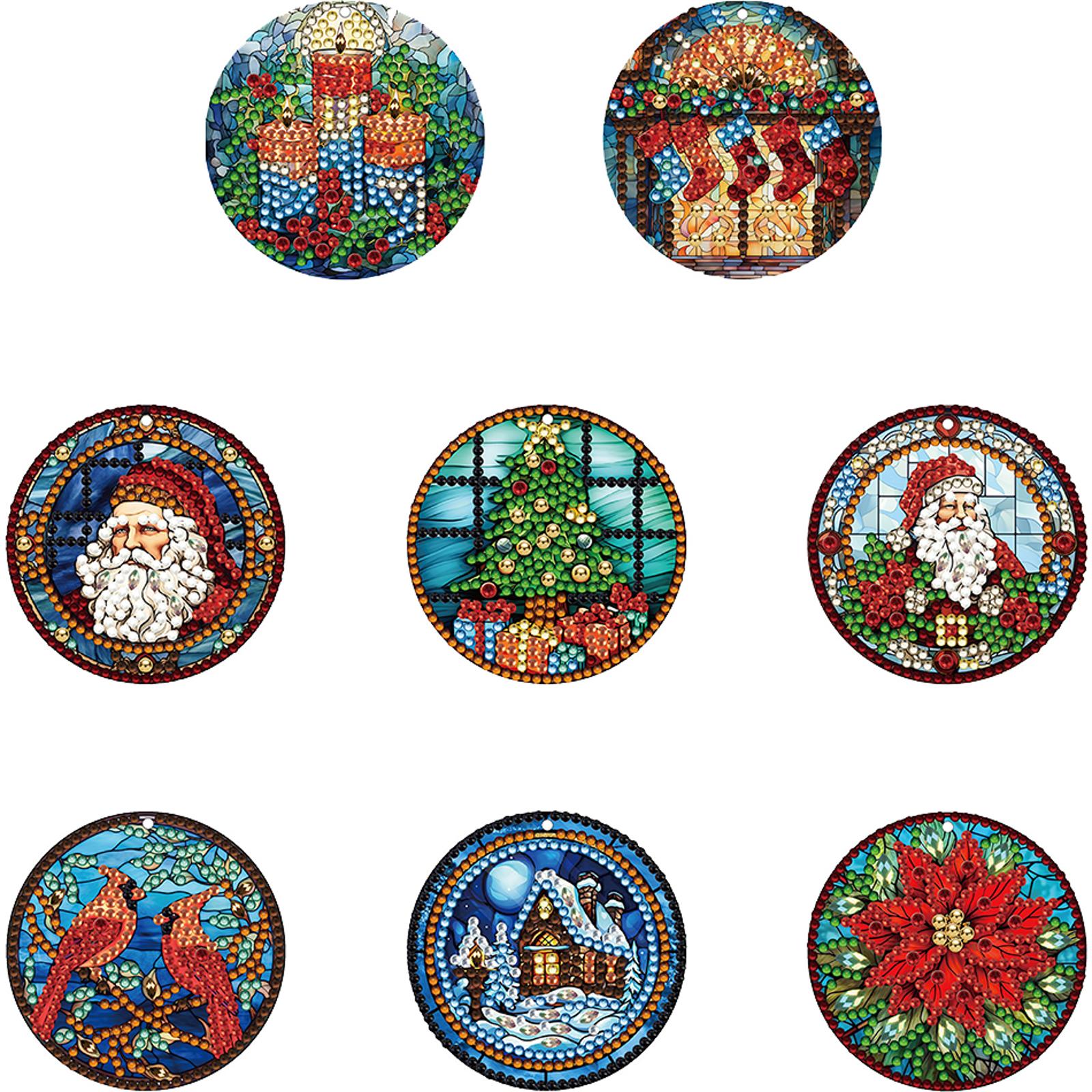 

8 шт. 5D DIY Алмазная живопись Подвеска Особая форма Акриловый Рождественский домик Односторонняя Рождественская елка для украшения стены на Рождество