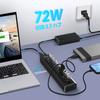 ROSONWAY USB Hub Gen2 10Gbps 13 Port Aluminum 72W USB HUB USB Cable and Type C Cable Included AC Adapter Independent Switch Included 3.1 Self-Powered