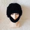 Kids Hat with Detachable Soft Yarn Straight Hair Wig Punk Style Mustache Warm Knitted Beard Cosplay