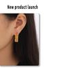Trendy Geometric C-Shaped Gold Bead Earrings for Women – Fashionable Copper Design