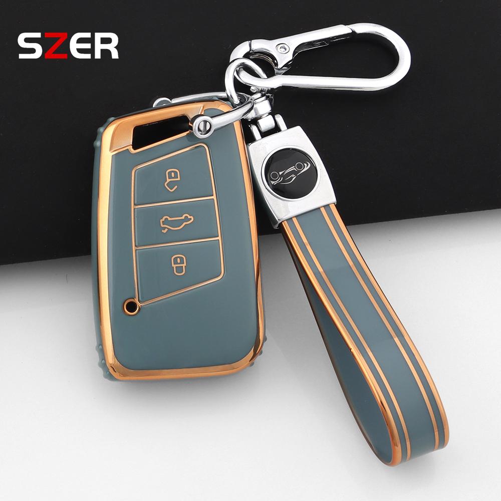 Tpu Car Key Case Cover Bag Shell For Vw Volkseagen Passat B8 Magotan For Skoda Superb A7 Kodiaq Seat Fob Keychain Accessories