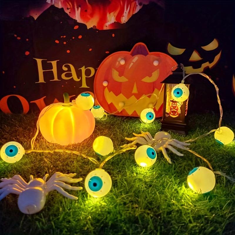 LED Luminous Eyeballs Simulation Halloween Horror Atmosphere Eyeball String Lights Battery Powered Glowing Eyeball Hanging Lamp