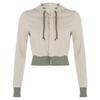 Set con felpa casual color block e pantaloni in maglia da donna Street Style 2025 per Primavera e Autunno