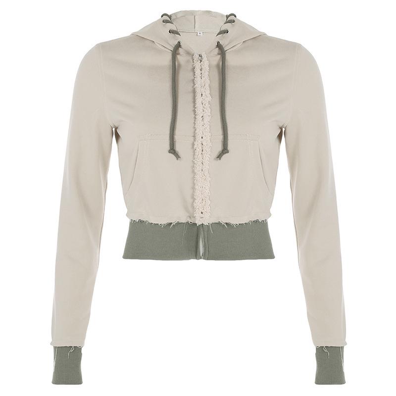 Set con felpa casual color block e pantaloni in maglia da donna Street Style 2025 per Primavera e Autunno