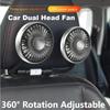 3-Speed Dual Head Car Clip Fan With Led Light 360° Rotatable Car Cooler Fan Low Noise Cooling Fans Car Electrical Appliances
