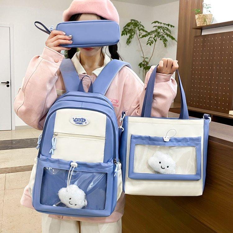 Schoolbag1011 high value Mori multi-compartment niche fashion transparent pain layer schoolbag ins cute girl double shoulder tide bag