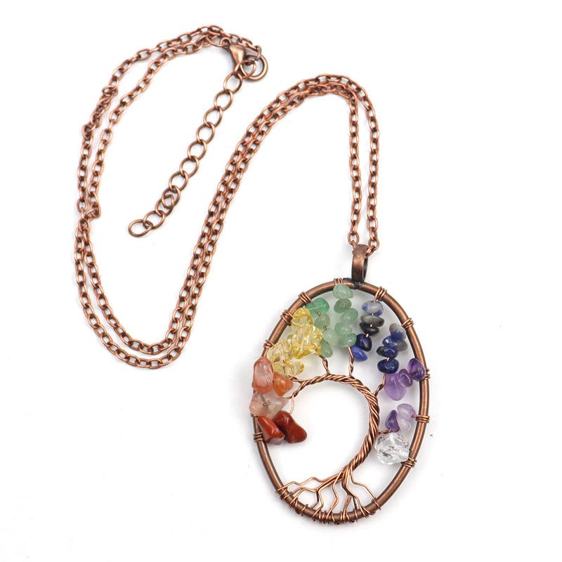Vintage Hand-Wound Natural Gravel Crystal Curved Curved Tree Of Life Necklace Women'S Necklace N21 Pendant