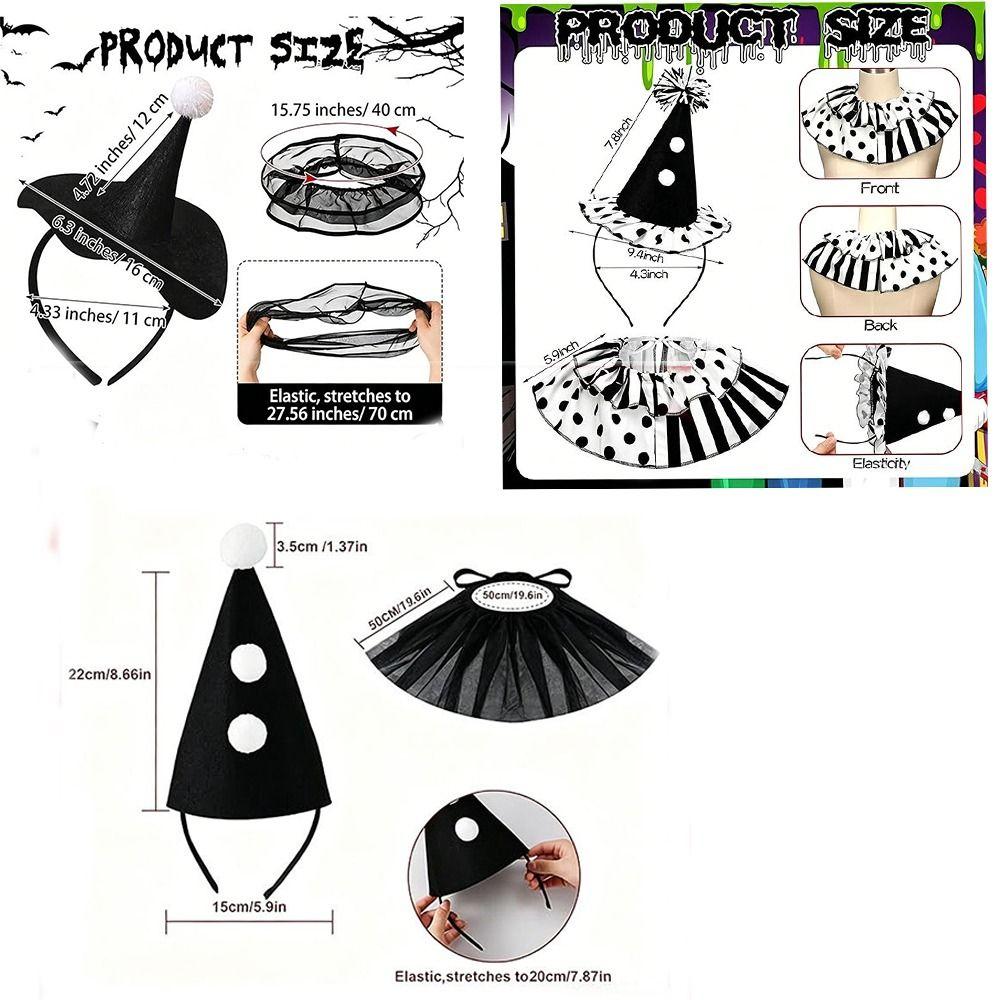 Set 2 Pezzi Fascia Testa da Clown Leggera Papillon Mantello Collare Finto Mantello Set Costume per Giochi di Ruolo Oggetti di Scena per Giochi di Ruolo