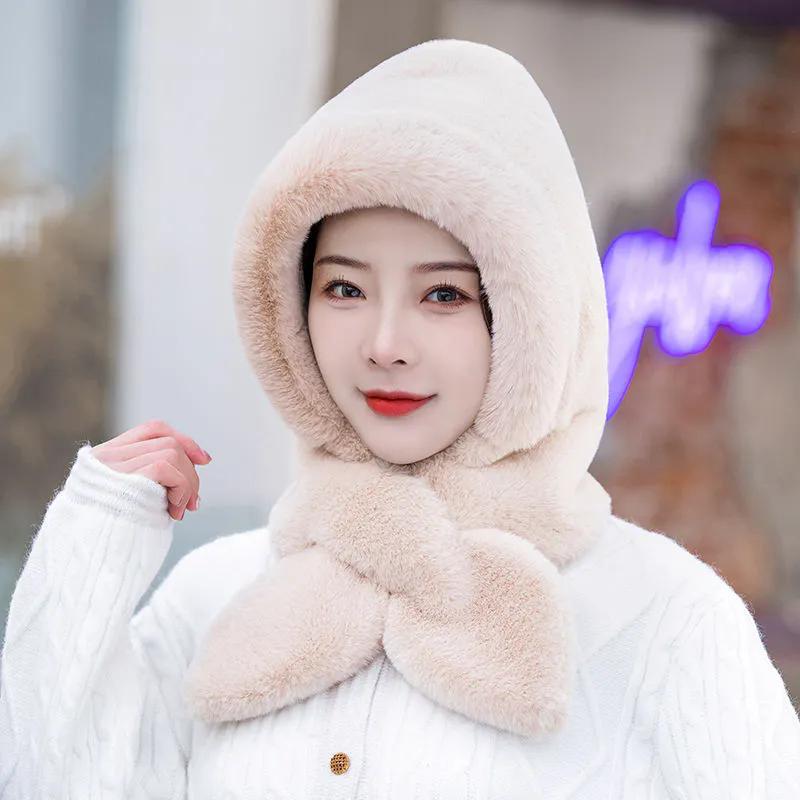 WTEMPO Women's Autumn Winter Casual Versatile Ear Protection Hats Retro Elegant Warm Thickened Soft Solid Color Windproof Cold-proof Hats