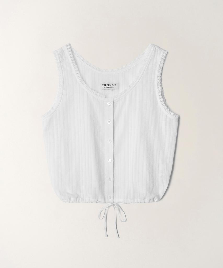 TTUDEMENT Gauze Sleeveless Blouse_White